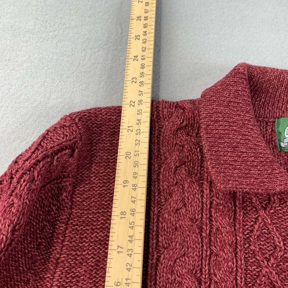 Cabelas Womens Fisherman Cable Knit Full Zip Sweater Red Medium Cotton - Picture 5 of 6